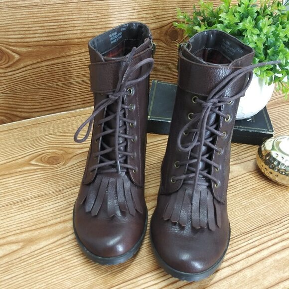 BELLA VITA ankle boots brown leather heels sz.7.5M - Picture 3 of 12